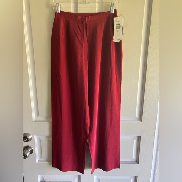 Nygard Red Washable Silk Pants Size 8 Petite New With Tags - Picture 2 of 11